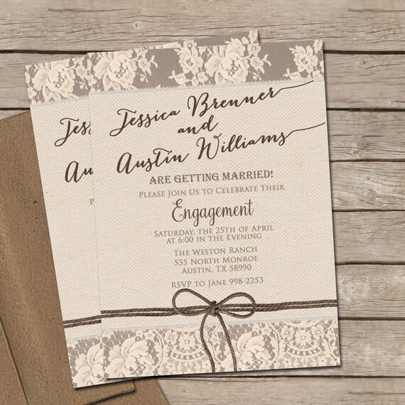 Rustic Lace Engagement Party Invitation Vintage Invite | Etsy