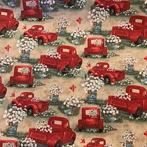 Susan Winget Red Truck With Cotton Premium Cotton Fabric