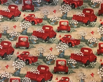 Susan Winget Red Truck With Cotton Premium Cotton Fabric