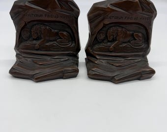 Antique Jennings Brothers Lion Lucerne Bookends 1930s JB 2146 Helvetiorum End