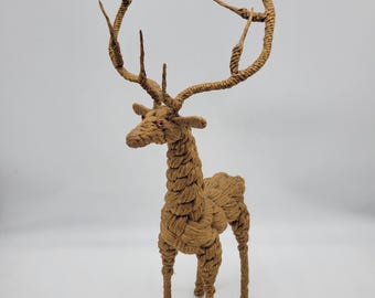 Vintage Buck Deer Made of Jute Rope 20" Tall