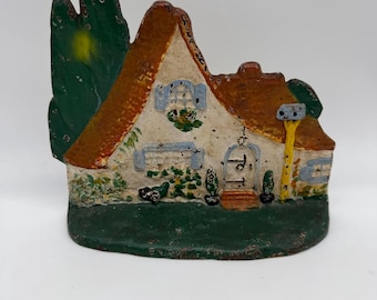 RARE Antique Cast Iron Little Red Riding Hood Cottage Doorstop Littco/Hubley