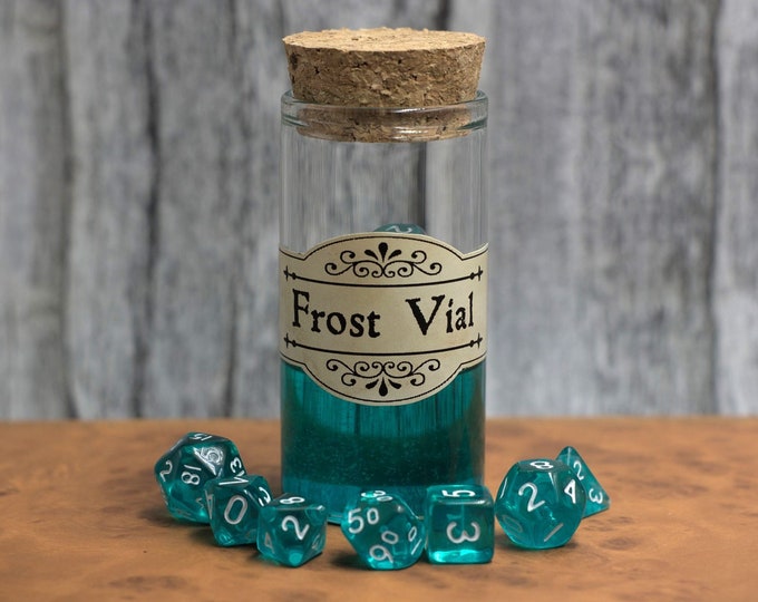 Tiny Dice Frost Vial Dnd Potion Bottle Dice Set Clear Blue Polyhedral
