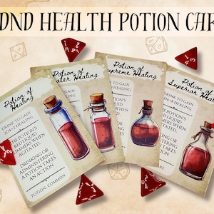 Cartes de potion de santé NPD I Objets à distribuer I Jetons de potion de santé I Dnd idées cadeaux I Dnd impressions I Cadeaux TTRPG I Idées cadeaux clerc