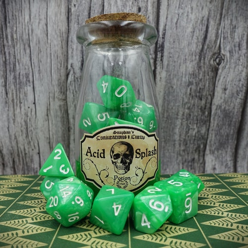 Owl's Wisdom Dnd Potion Bottle Dice Set Green Swirl Etsy UK