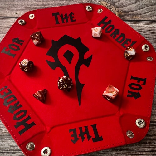 Para la horda / Bandeja para dados roja y negra / Bandeja para dados hexagonal / Bandeja para dados plegable / Regalo de DnD / Regalo de World of Warcraft