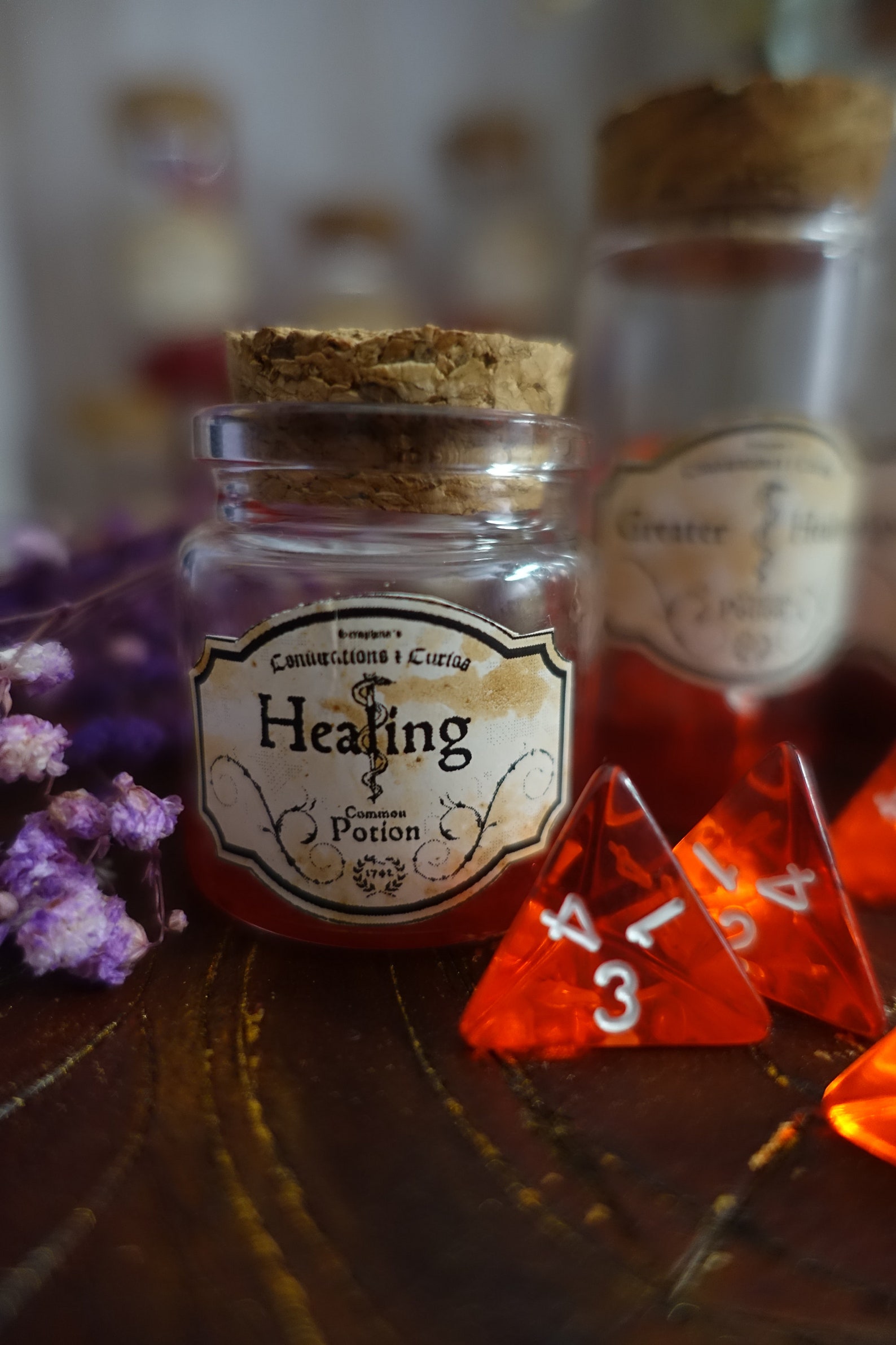 Dnd Health Potion Bottles With D4 Dice DM Set Glass Potion Etsy UK