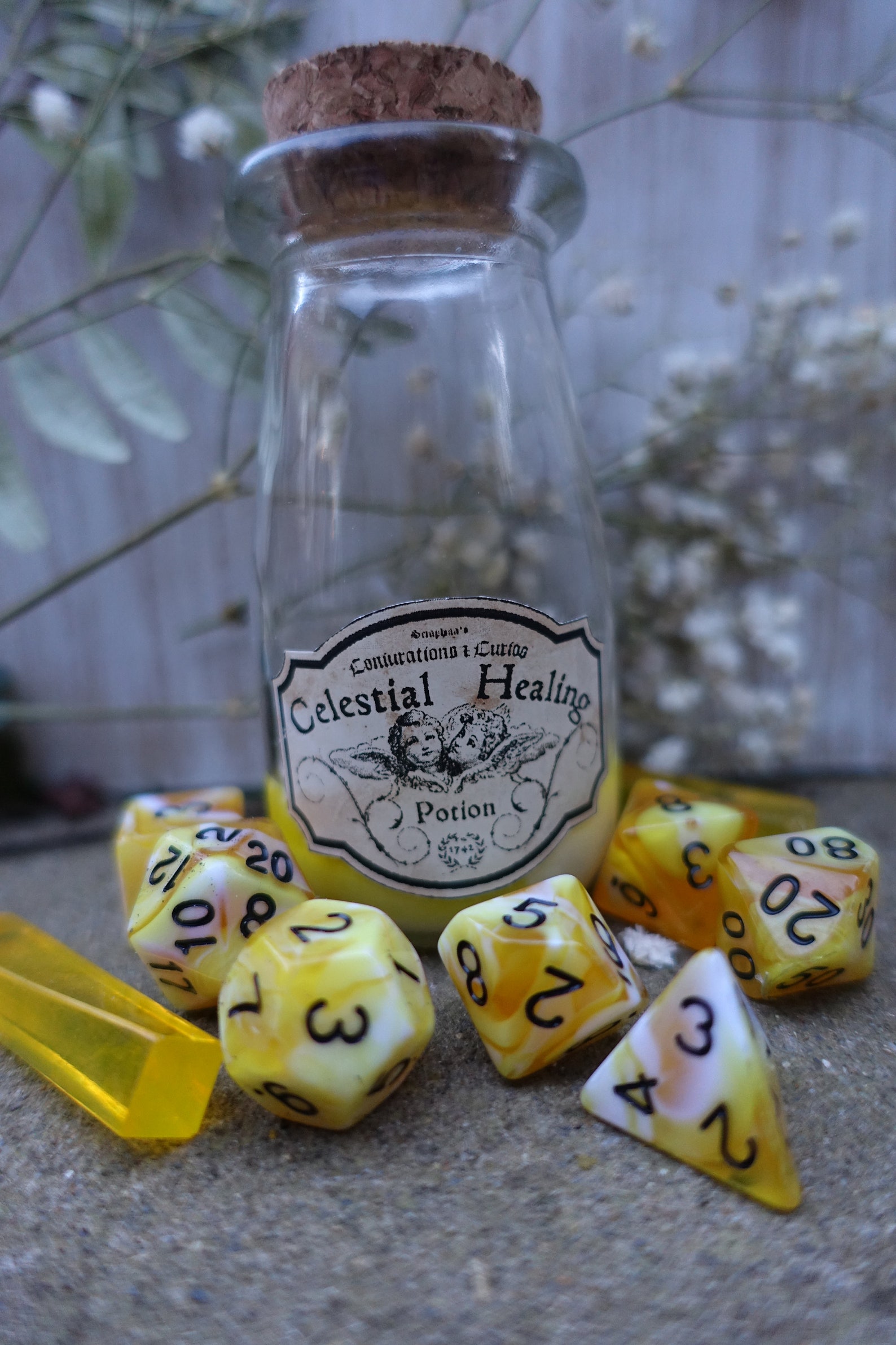Celestial Healing DnD Potion bottle dice setWhite yellow Etsy
