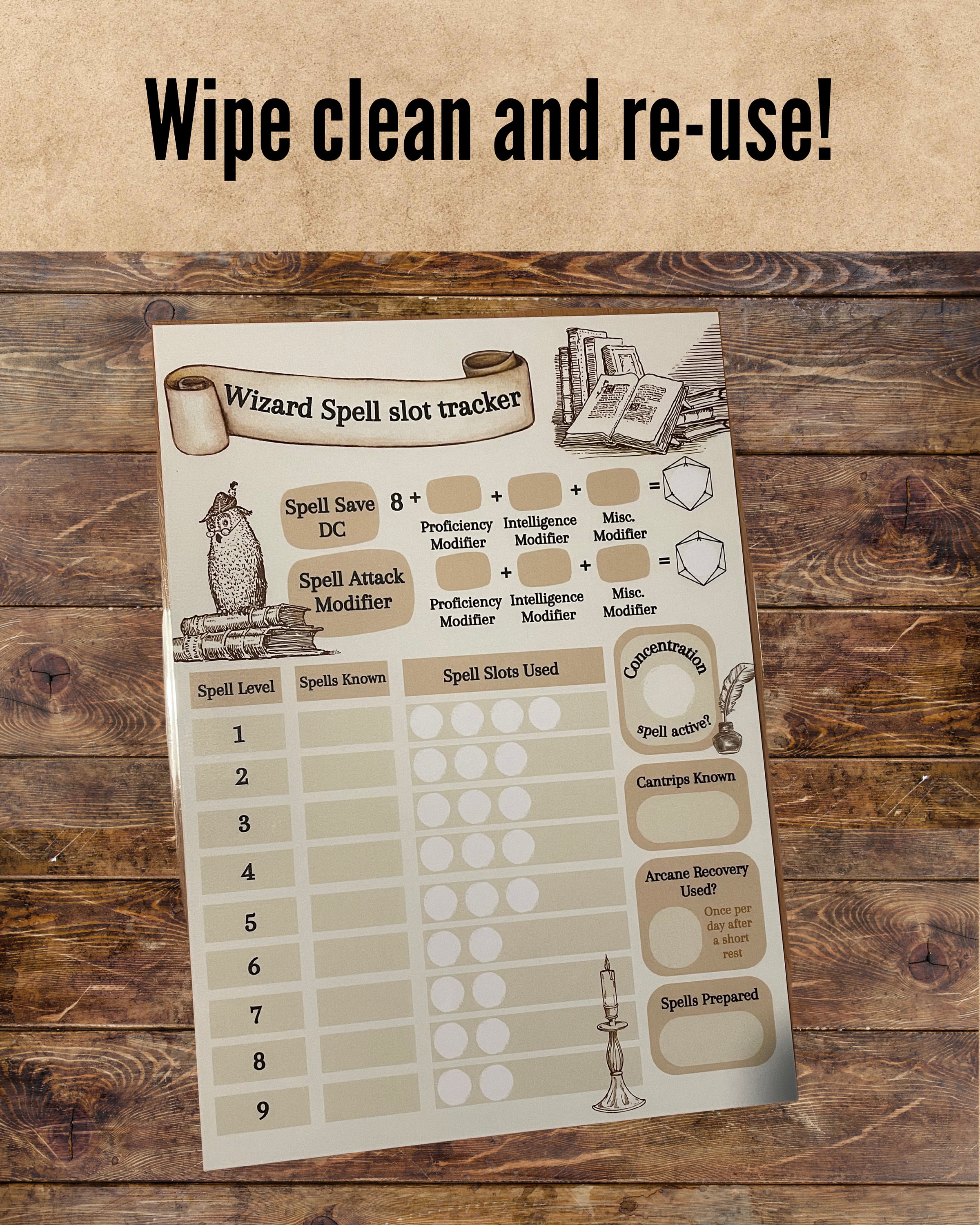 Wizard Spell Slot Tracker I Dnd 5e Tracker I Spell and Ability Tracker ...