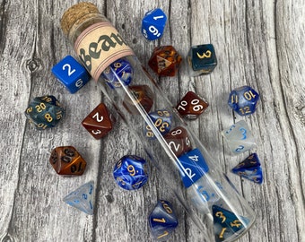 Beauregard I Critical role gift I Beau inspired dice I Glass tube I Critical role gifts I All CR2 characters in stock!