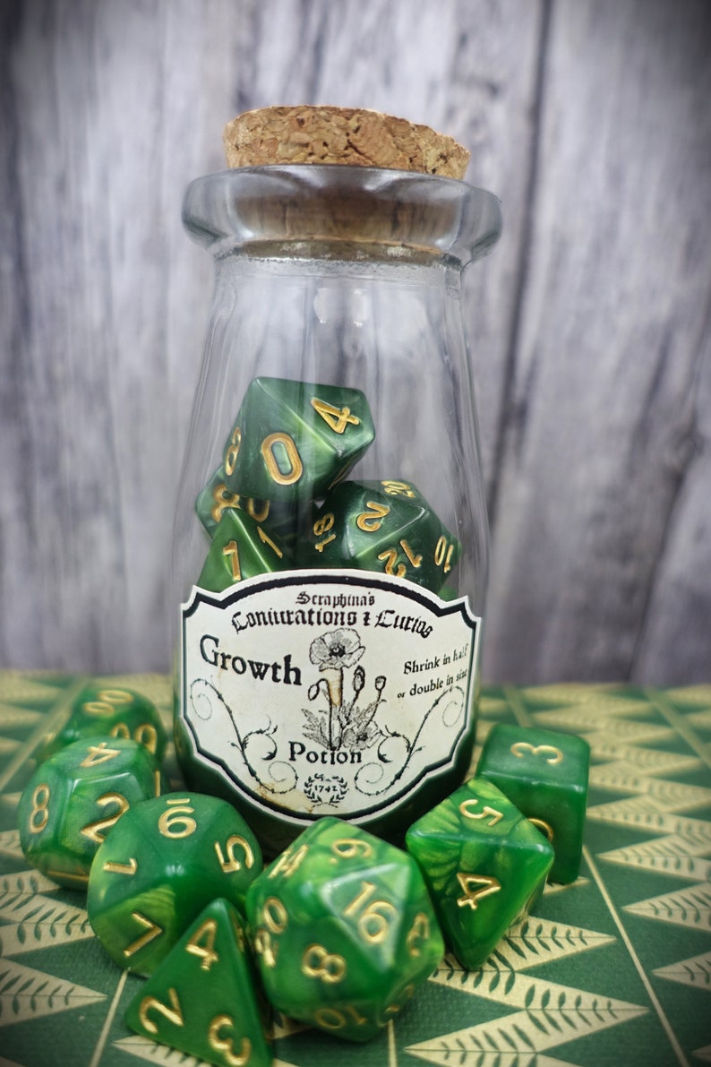 Growth Dnd Potion Bottle Dice Set Green Swirl Polyhedral Etsy UK