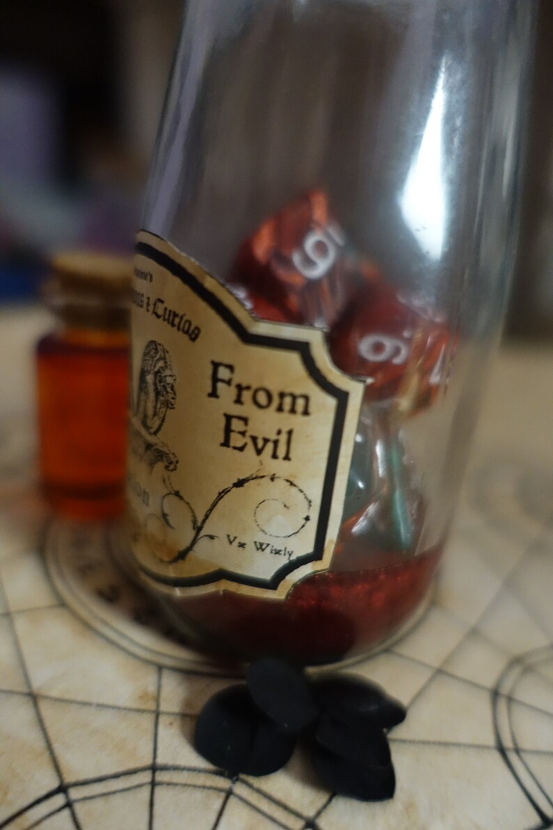 Protection from Evil Dnd Potion bottle dice set Red and Etsy