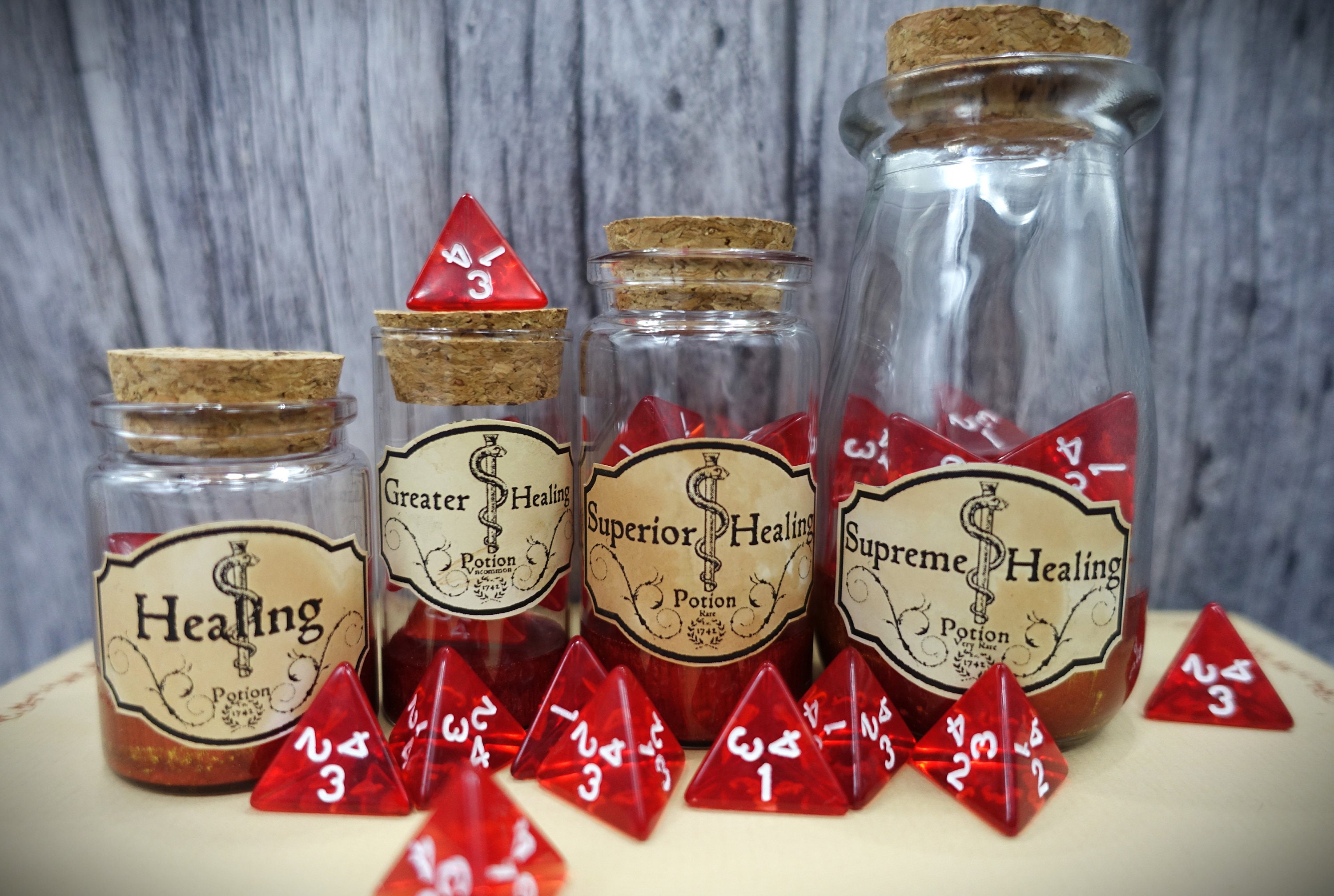Dnd Health Potion Bottles I Red D4 Dice I DM Set Dnd Healing Etsy UK