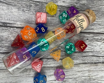 Mollymauk I Critical role gift I Molly inspired dice I Glass tube I Critical role Mollymauk I All CR2 characters in stock!