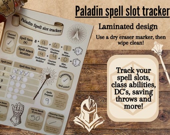 Paladin Spell Slot Tracker: Laminated DND 5e Ability Tracker