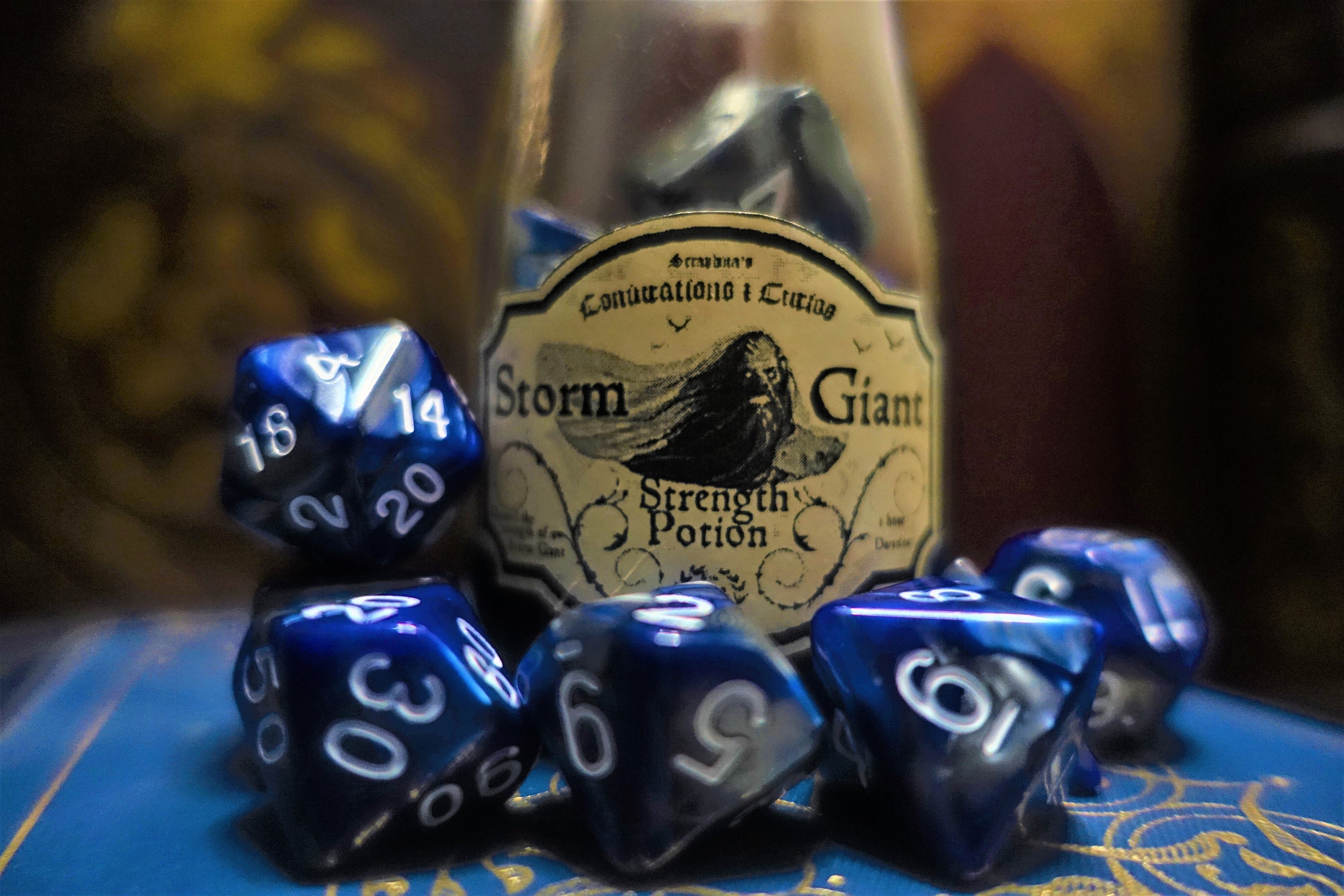 Storm Giant Strength DnD Potion bottle dice set Blue and | Etsy