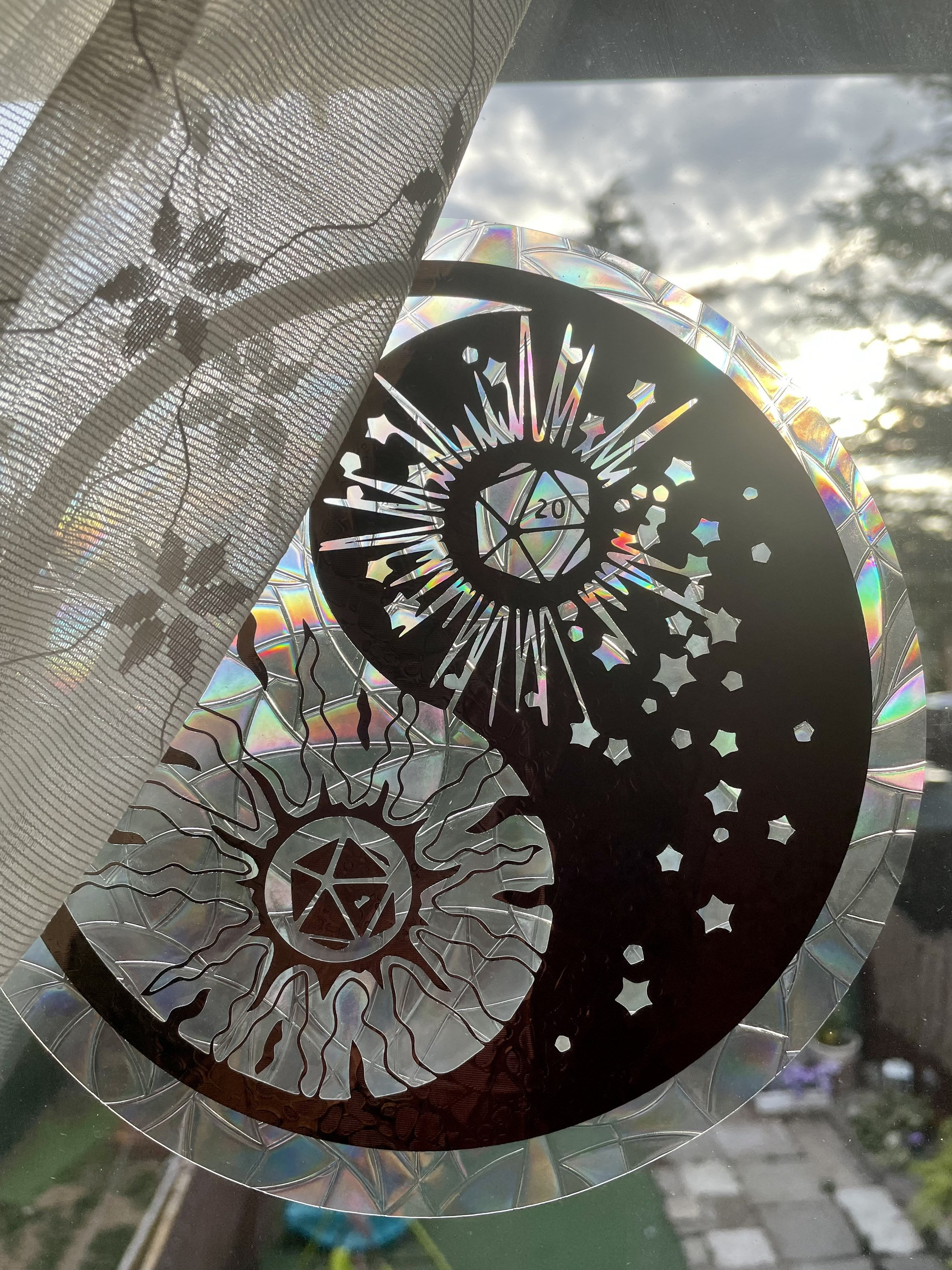 D20 Yin Yang Suncatcher: Nerdy Rainbow Window Cling - Etsy