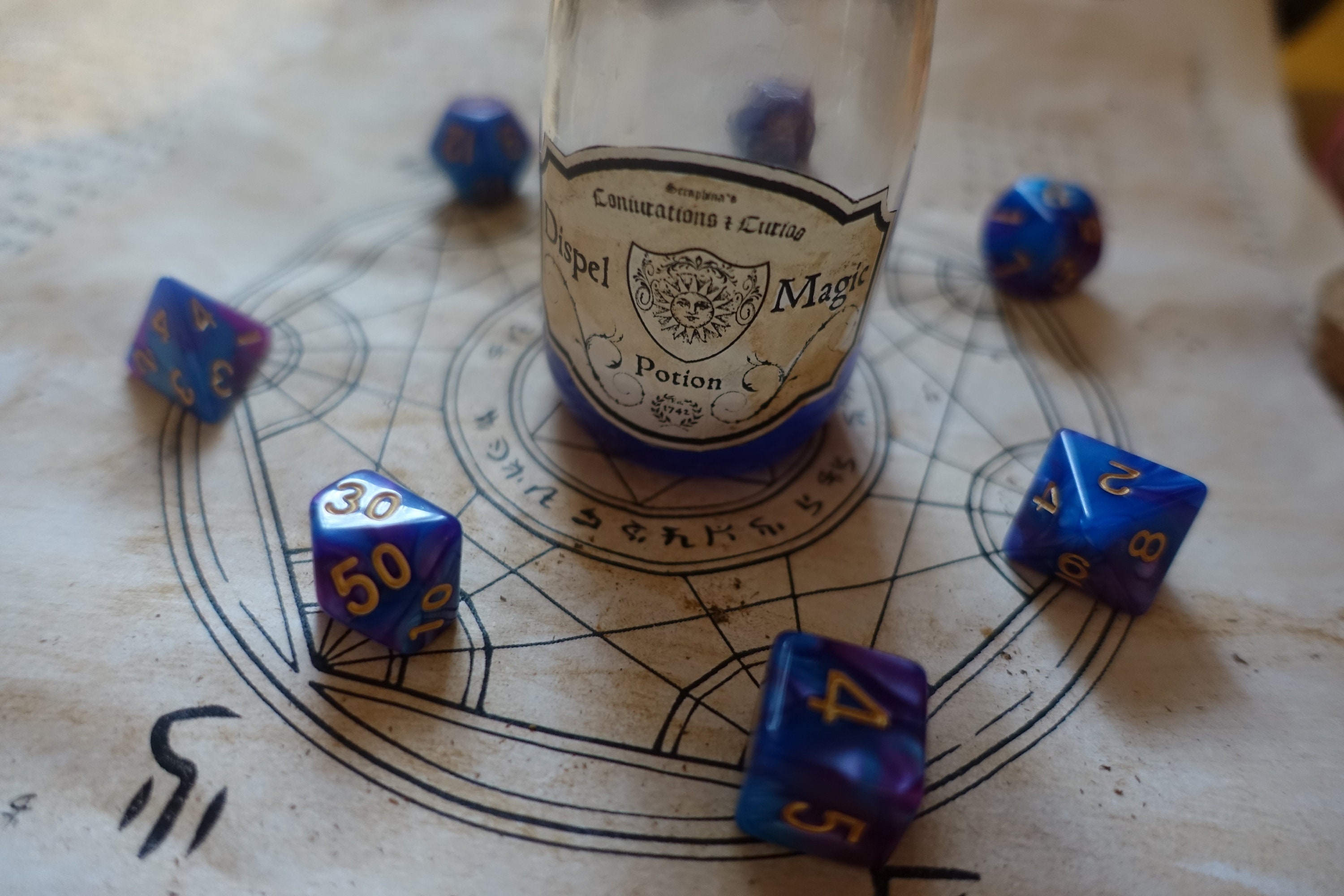 Dispel Magic Dnd Potion bottle dice set Purple & Blue Etsy