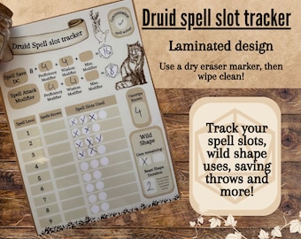 Druid Spell Slot Tracker | D&D 5e, Laminated RPG Notes