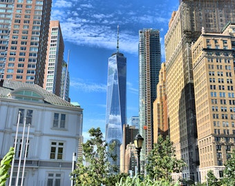 New York Photograph, Color Photography, NYC Photo, Art Print, Cityscape, Lower Manhattan, High Rises,  WTC, "A New View"