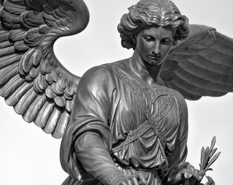 Central Park Photograph, New York City Photo, Statue, Black and White Photography, NYC Art Print, New York Decor, "Angel Of The Waters"