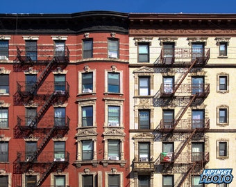 East Village Photograph, Color Photography, NYC Decor, Architecture, Lower Manhattan, Old Buildings, Downtown, "Windows and Fire Escapes #1"