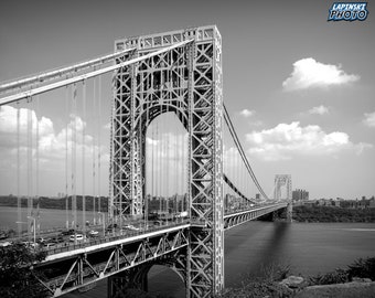 George Washington Bridge Photograph, Black and White Photography, NY NJ Photo, Wall Art, Art Print, Palisades, Bridge Decor, "GW Bridge #1"