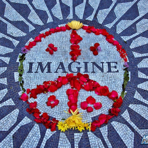 Imagine Strawberry Fields Photograph, NYC Central Park Color Photography, Peace Mosaic Art Print, Matted or UnMatted Photo "Imagine" 0059