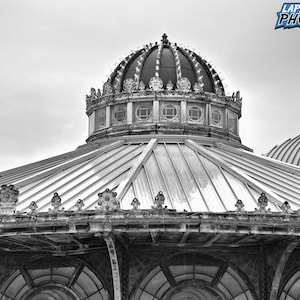 Asbury Park Photograph, Carousel House Building, Black and White Photography, NJ Photo, Grunge Decor, Jersey Shore Print, &quot;Carousel Dome #2&quot;