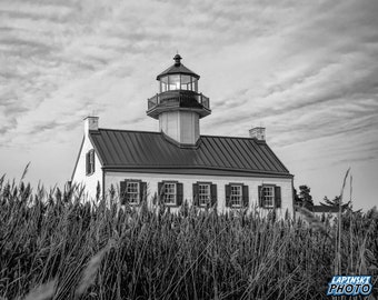 East Point Lighthouse Photograph, Black and White Photography, NJ art, New Jersey Photo, Jersey Shore Decor, "East Point Light #2"