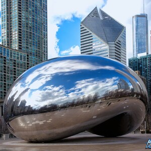 Chicago Cloud Gate Photograph, Color Photography, Wall Art, Bean Art Photo Print, Home Office Hotel Decor, &quot;Cloud Gate Day #1&quot;