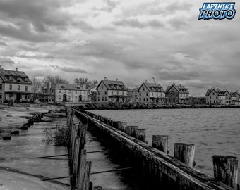 Fort Hancock Photo, Sandy Hook NJ Photograph, Black and White Photography, New Jersey Shore Decor, Art Print, "Officer's Row #2"