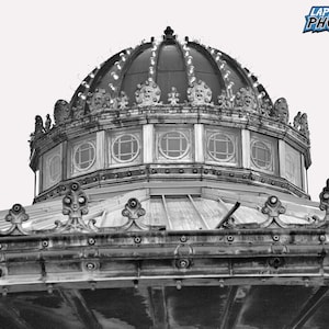 Asbury Park Photograph, Carousel House Building, Black and White Photography, NJ Photo, Grunge Decor, Jersey Shore Print, &quot;Carousel Dome #1&quot;