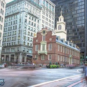 Old State House Photograph, Boston History, Color Photography, Historic Landmark, Wall Art, Art Print, &quot;Old State House at Rush Hour&quot;