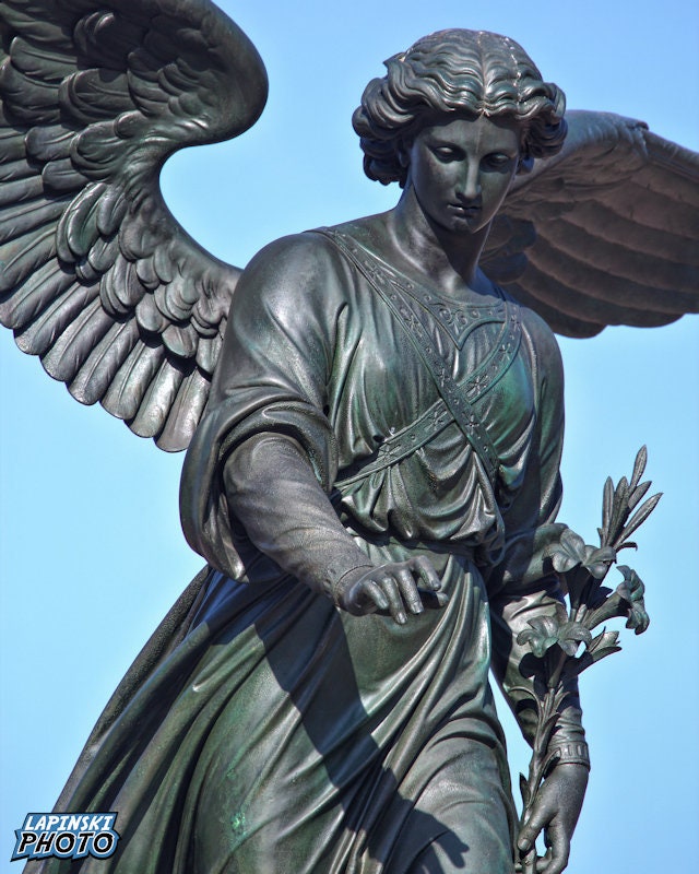 New York City, Manhattan, Central Park, Angel of the Waters Fountain,  Bethesda Terrace Solid-Faced Canvas Print