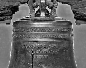 Liberty Bell Photograph, Black and White Photography, US History Photo,  Historical Art Print, Symbol of Independence, "Liberty Bell #1"
