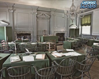 Independence Hall Philadelphia Photograph, Color Photography, PA Photo, Wall Art, Historical Art Print, Old Buildings, "The Assembly Room"