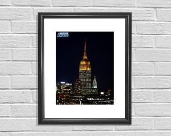 NYC Photograph, Empire State Building, Color Photography, Wall Art Print, Manhattan Night, Tourist Spot, New York City Decor, "Orange Glow"