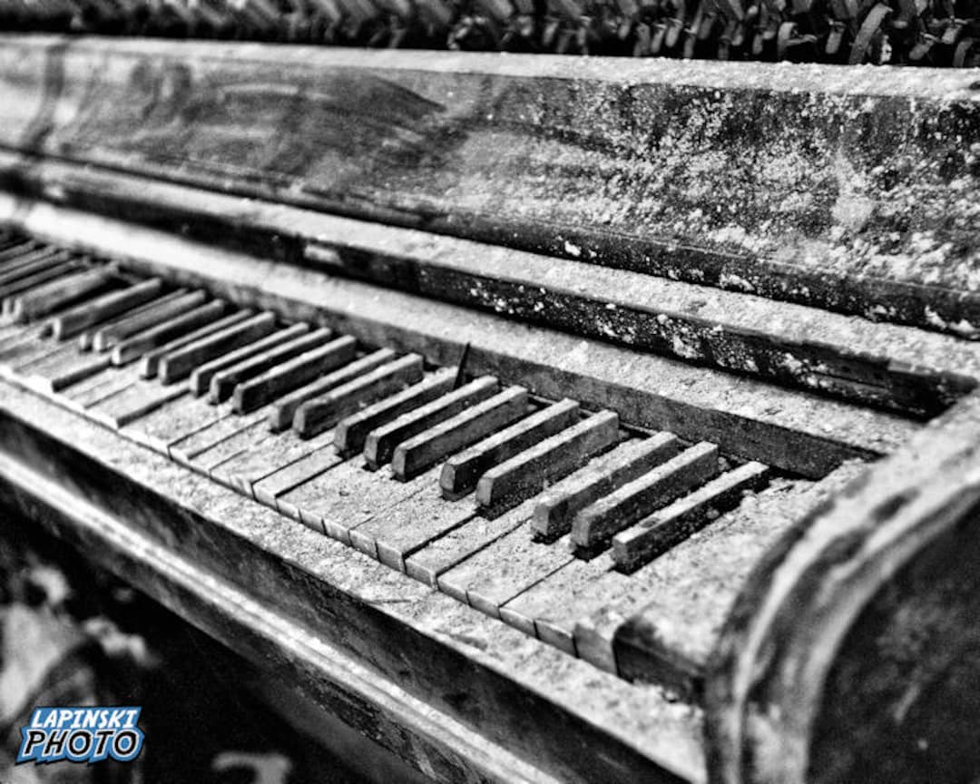 アート・デザイン・音楽 BLACK AND WHITE ERROTIC PHOTOGRAPHY Dusty Piano Keys Photograph, Black and White Photography, Wall Art