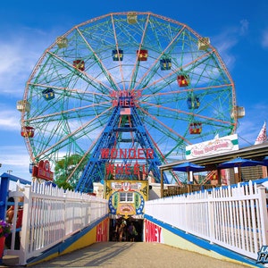 Coney Island Photograph, Amusement Park Color Photography, Brooklyn New York Art Print, Matted or Unmatted Photo, &quot;Wonder Wheel #2&quot;