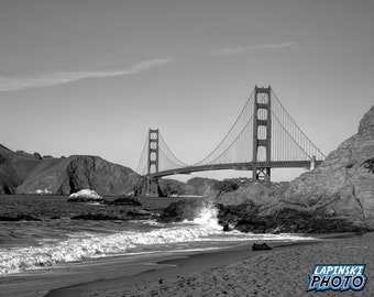 Golden Gate Bridge Photograph, San Francisco California Wall Decor, Black And White Photography, CA Print, "Golden Gate Day #2" 0066