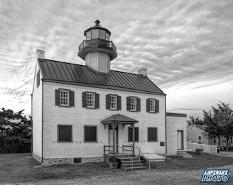 New Jersey Lighthouse Photograph, Black & White Photography, NJ Photo, Jersey Shore Decor, Nautical Art Print, "East Point Light #1"