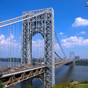 George Washington Bridge Photograph, Color Photography, NY NJ Photo, Wall Art, Art Print, Palisades, Bridge Decor, &quot;GW Bridge #1&quot;