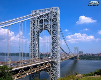 George Washington Bridge Photograph, Color Photography, NY NJ Photo, Wall Art, Art Print, Palisades, Bridge Decor, "GW Bridge #1"