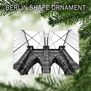 Brookyn Bridge New York Christmas Ornament, Black & White Photo, Landmark, NYC Keepsake Holiday Gifts, "Brooklyn Bridge Up Close"