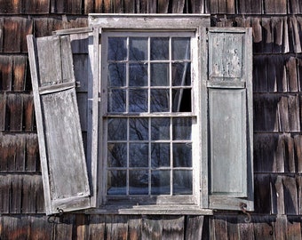 Old Window Photograph, Color Photography, New Jersey Photo, Grunge Decor Print, Rustic Farmhouse, Peeling Paint, "Window #2"