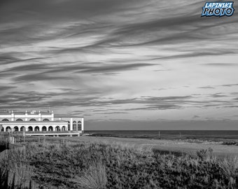 New Jersey Shore Photograph, NJ Landscape Black and White Photography, Wall Art Print, Matted or Unmatted, Music Pier "Ocean City Sunset #3"