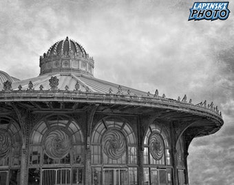 Carousel Building Photograph, Asbury Park, Black and White Photography, New Jersey Photo, Art Print, Jersey Shore, "Carousel House #1"
