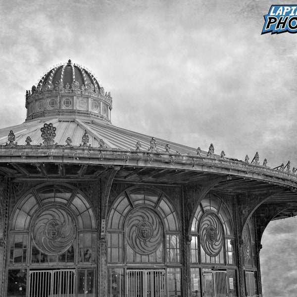 Carousel Building Photograph, Asbury Park, Black and White Photography, New Jersey Photo, Art Print, Jersey Shore, "Carousel House #1"