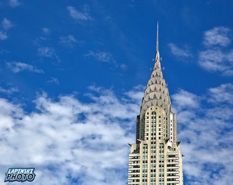 Chrysler Building New York City Photograph, Color Photography, NYC Photo, Wall Art, Art Print, Architecture, "Chrysler In the Clouds"